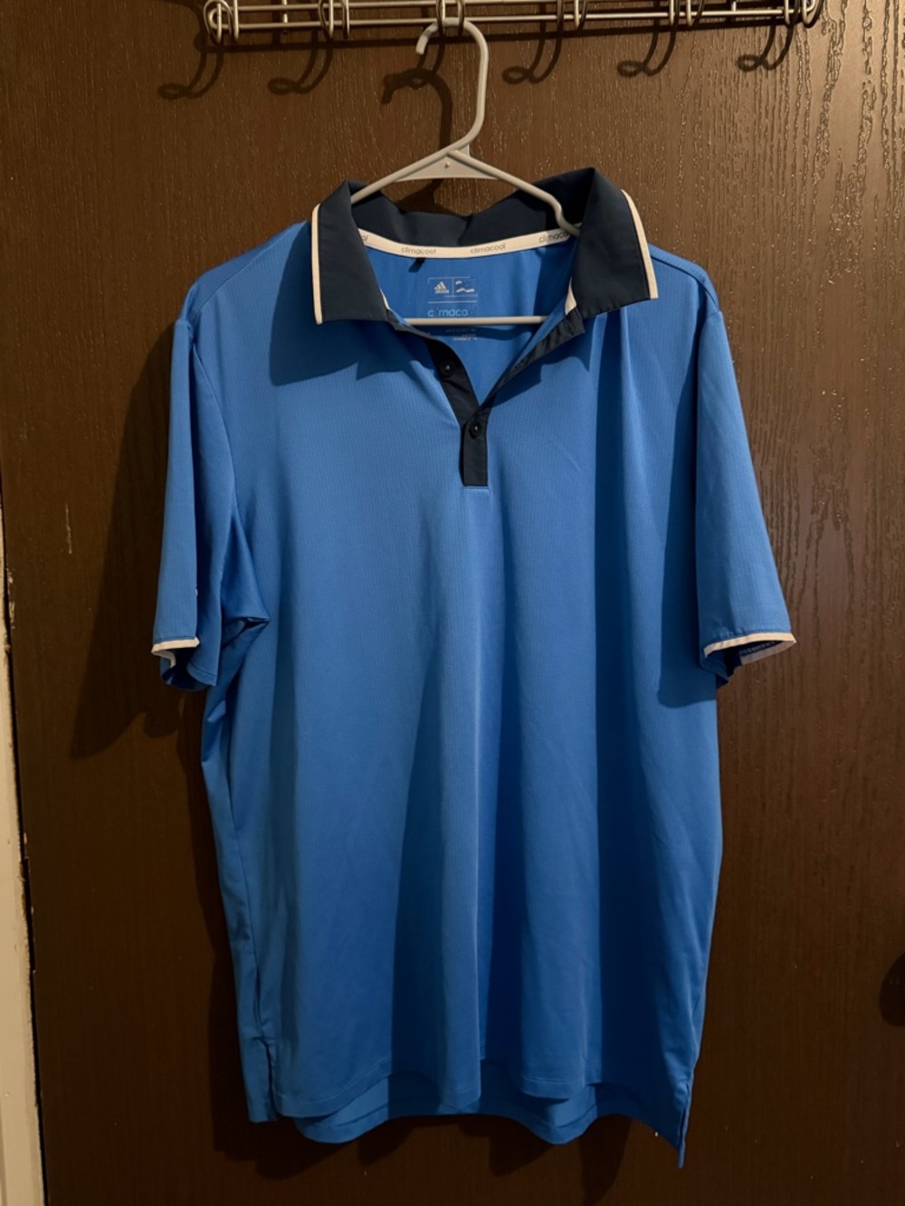 adidas Blue Polo with Navy Contrast Collar